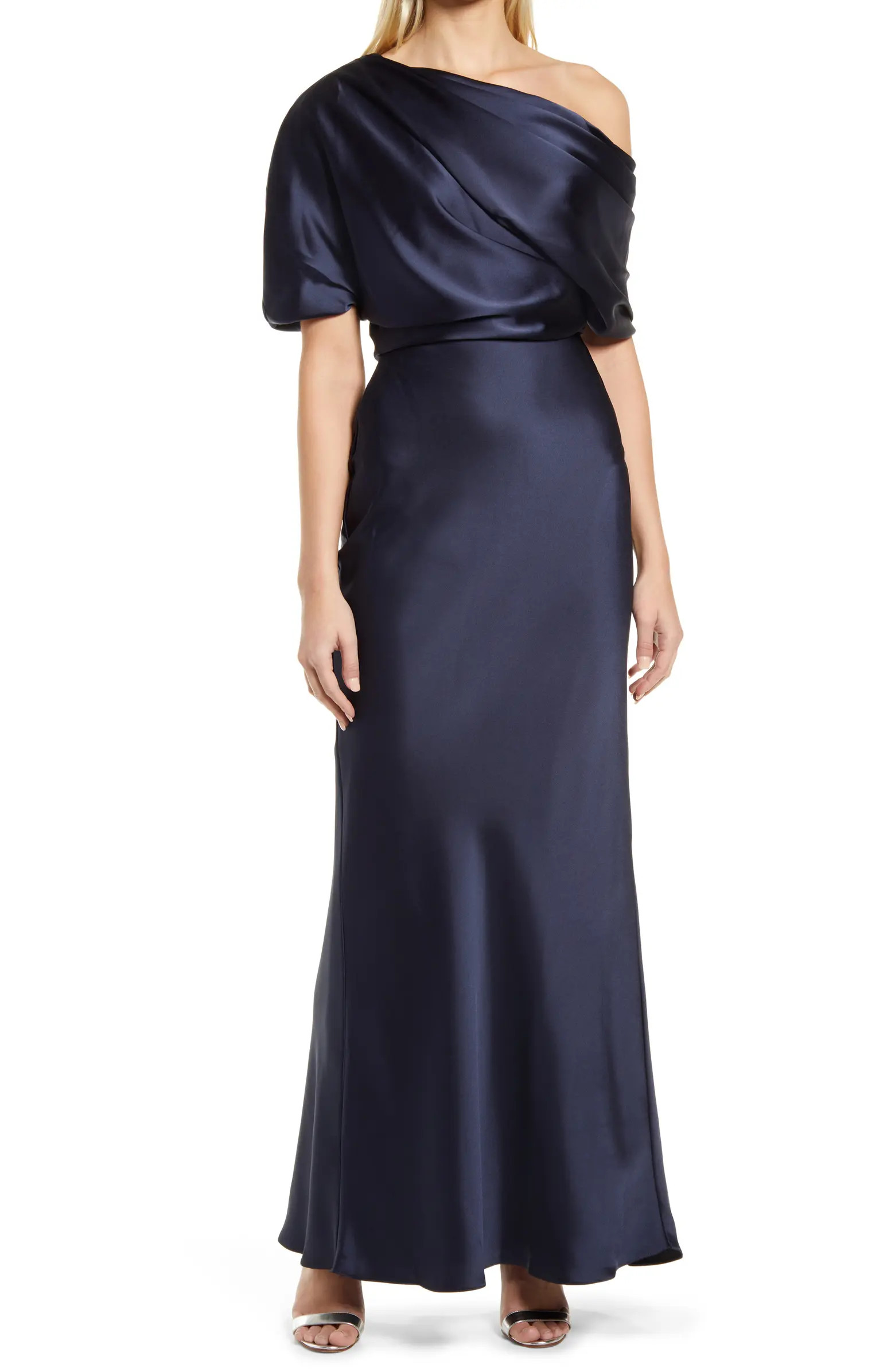 Amsale One-Shoulder Fluid Satin Gown | Nordstrom | Nordstrom