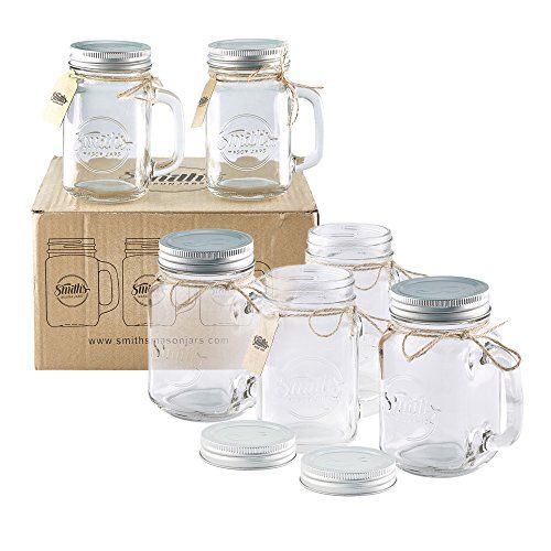 Smiths Mason Jars 6 x 16oz Mason Jar Mugs with Lids, Great Mason Jar Old Fashioned Glasses | Amazon (US)