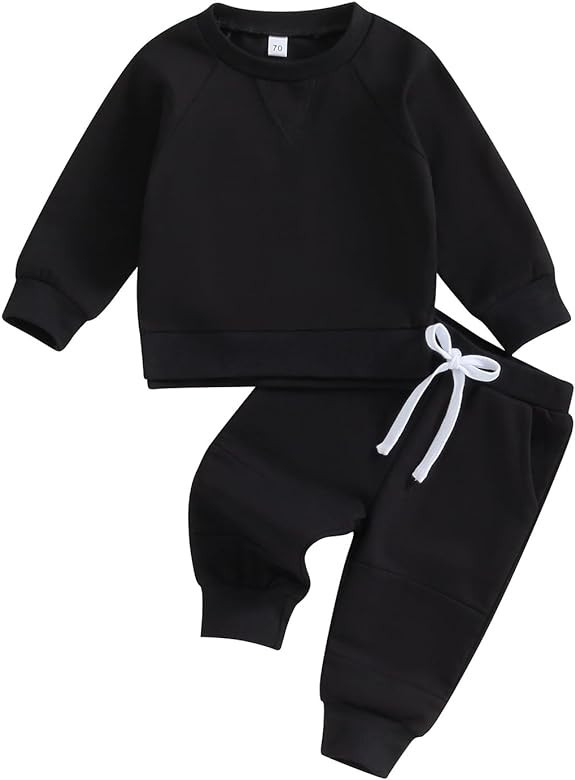 Ledy Champswiin 0-3 Years Neutral Outfits Toddler Baby Boy Girl Clothes Solid Color Sweatsuits Fa... | Amazon (US)