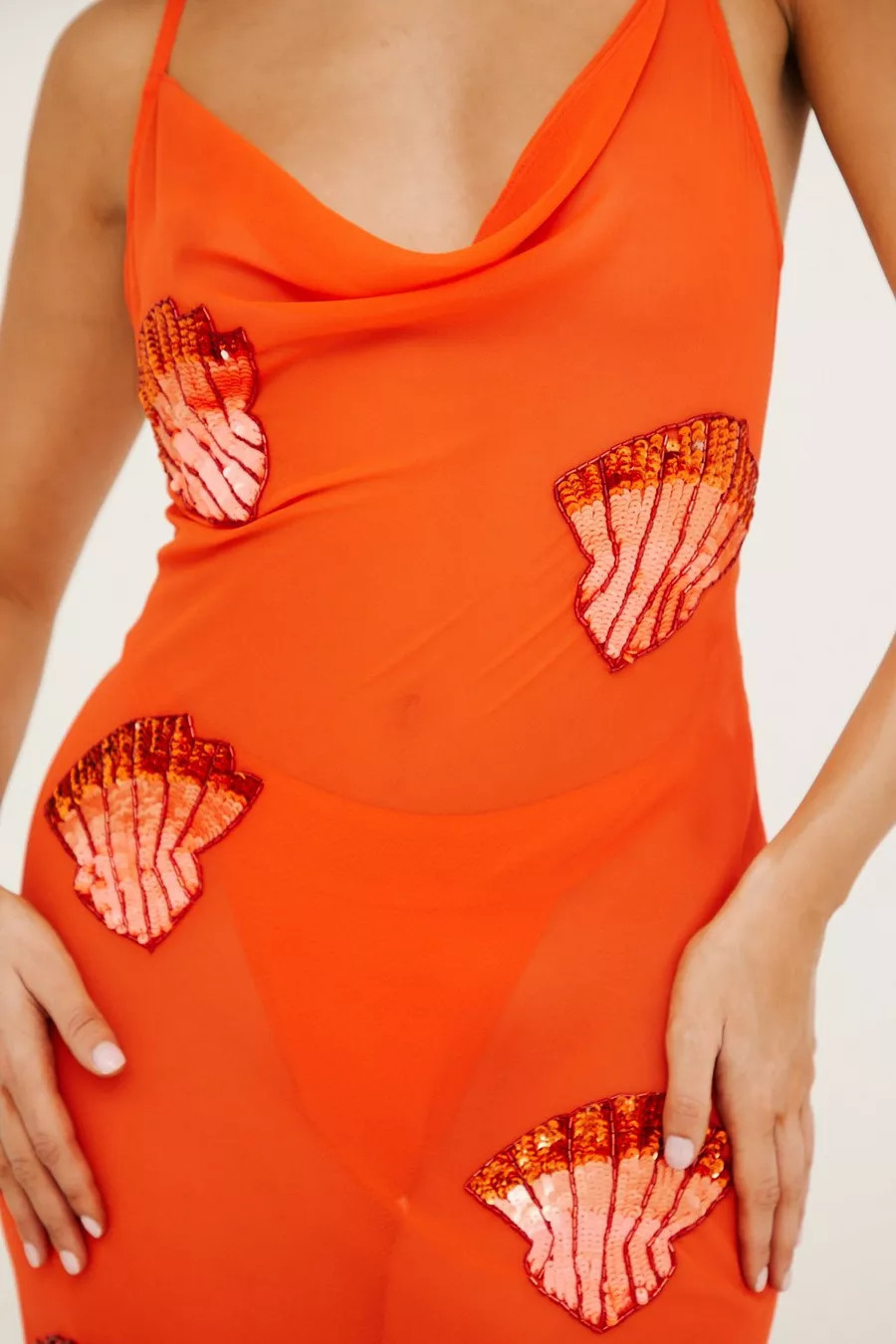 Premium Shell Embellished Cowl Maxi Beach Dress | Nasty Gal US