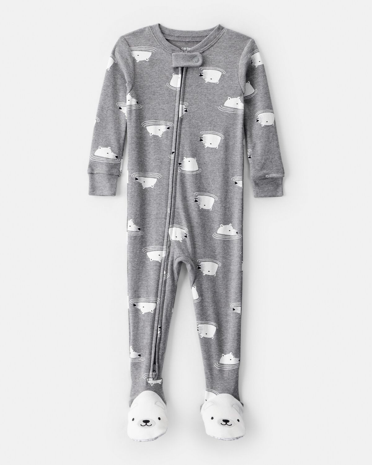 Toddler Boy Polar Bear Cotton Snug Fit Footie 1-Piece Pajamas - Grey | Carter's Inc