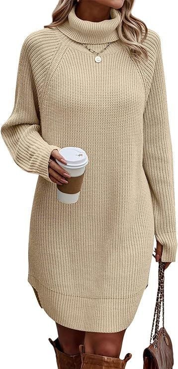 LILLUSORY Fall Women Turtleneck Long Sleeve Loose Oversized Sweater Dress 2023       Send to Logi... | Amazon (US)