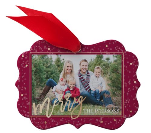 Merry Confetti Rectangle Metal Ornament | Christmas Ornaments | Shutterfly | Shutterfly