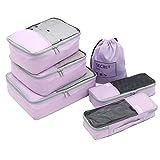 TPRC 6 Piece Packing Cubes, Shoe, Laundry Bag Travel Organizer Set, Lupine Purple | Amazon (US)