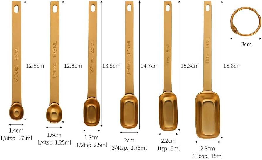 Set of 6 Measuring Spoons, Buyer Star Square Measuring Spoon Stainless Steel with Accurate Measur... | Amazon (UK)