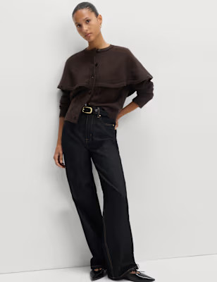 Wool Blend Crew Neck Cape Cardigan | Marks and Spencer US