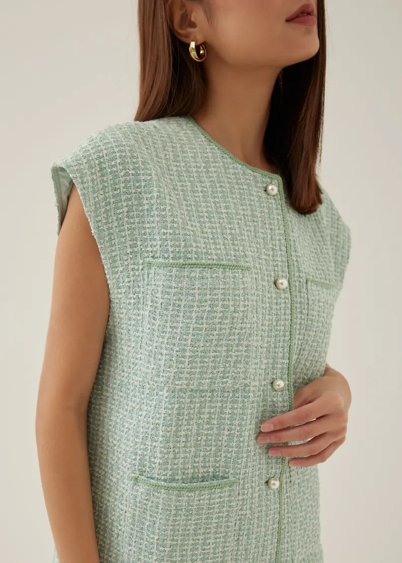 Kolin Relaxed Tweed Vest | Love, Bonito USA