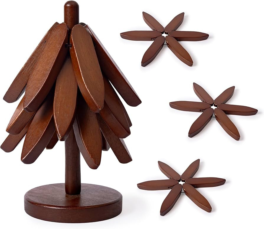 Wooden Trivets for Hot Dishes, Tree Shape Set, Best for Hot Dishes - 3 Wooden Trivets + 1 Stand s... | Amazon (US)