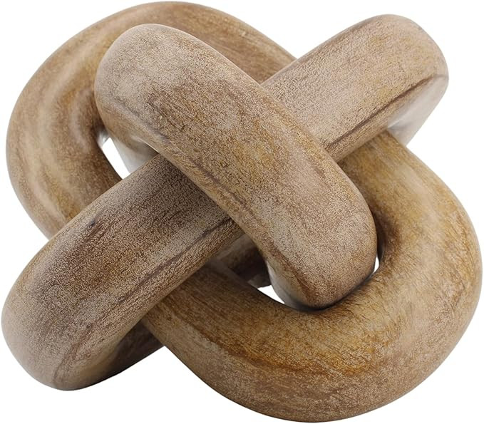 Knot Chain Link Decor, Hand Craft Resin 3 Link Knot in Wood Color for Modern Home Table Top Decor... | Amazon (US)