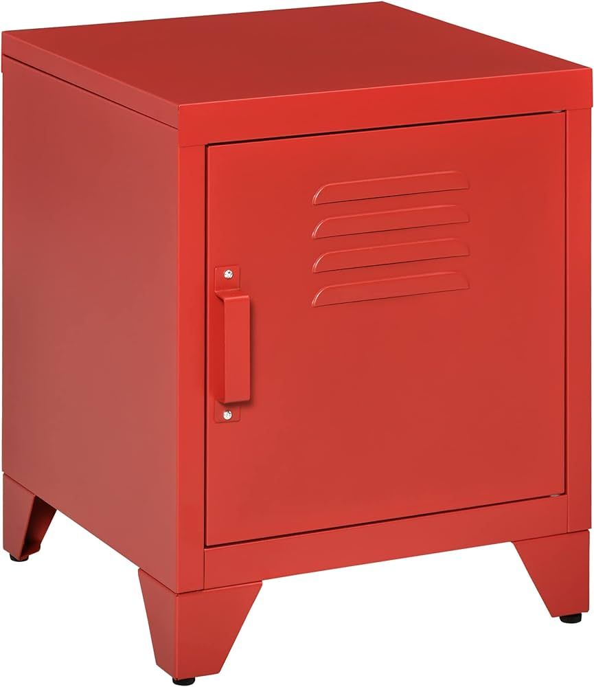 HOMCOM Industrial End Table, Living Room Side Table with Locker-Style Door and Adjustable Shelf, ... | Amazon (US)