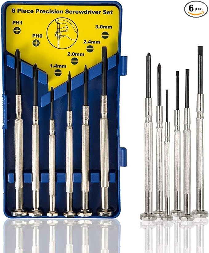 6Pcs Mini Screwdriver Set, Eyeglass Precision Repair Tool Kit with 6 Different Size Flathead and ... | Amazon (US)