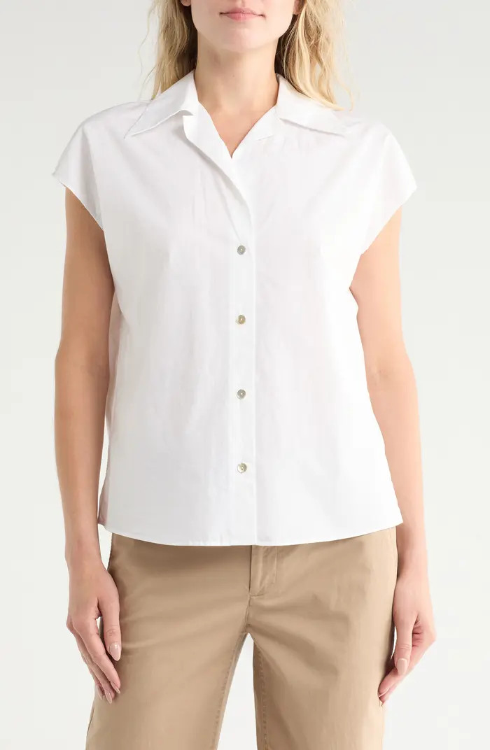Cap Sleeve Cotton Button-Up Shirt | Nordstrom Rack