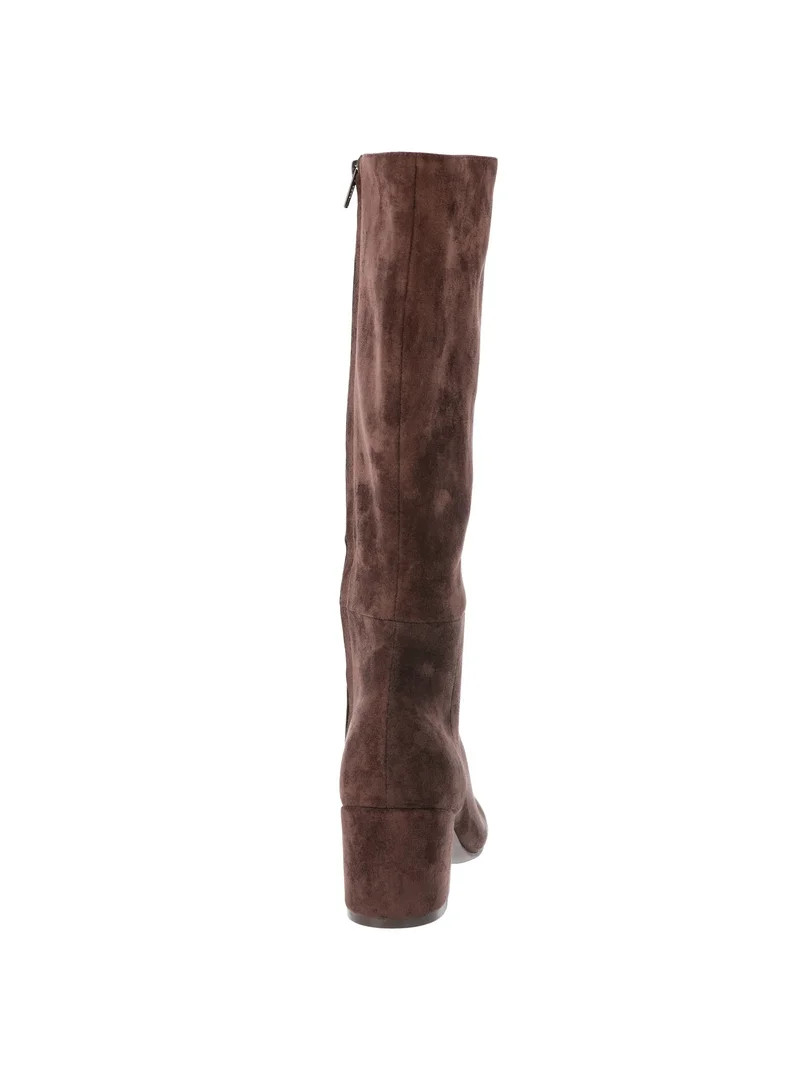 Time and Tru Women's Faux Suede Tall Block Heel Boots - Walmart.com | Walmart (US)