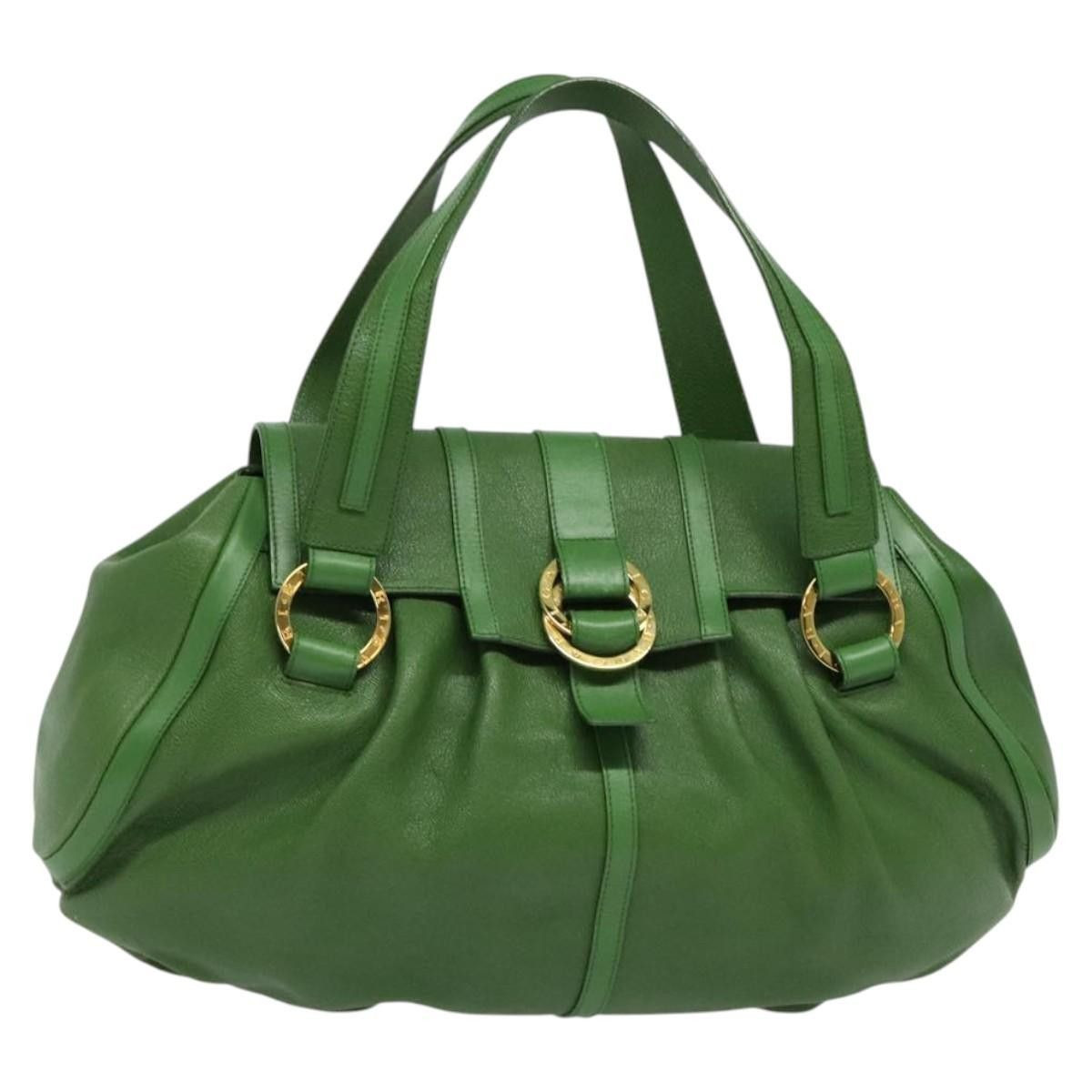 BVLGARI Chandra Hand Bag Leather Gold Green Auth 119194 | Grailed