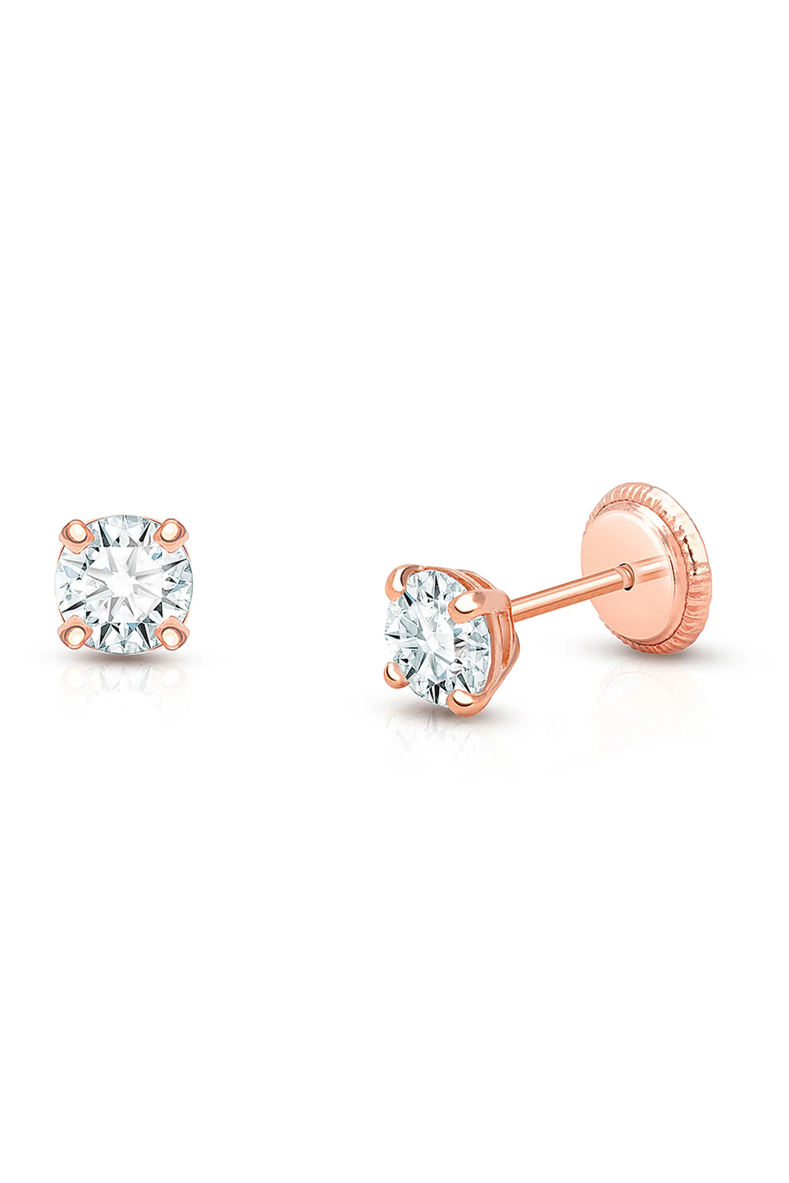 14K Gold 4mm Round Cut Studs Screw Back Earrings (Women) | Nordstrom | Nordstrom