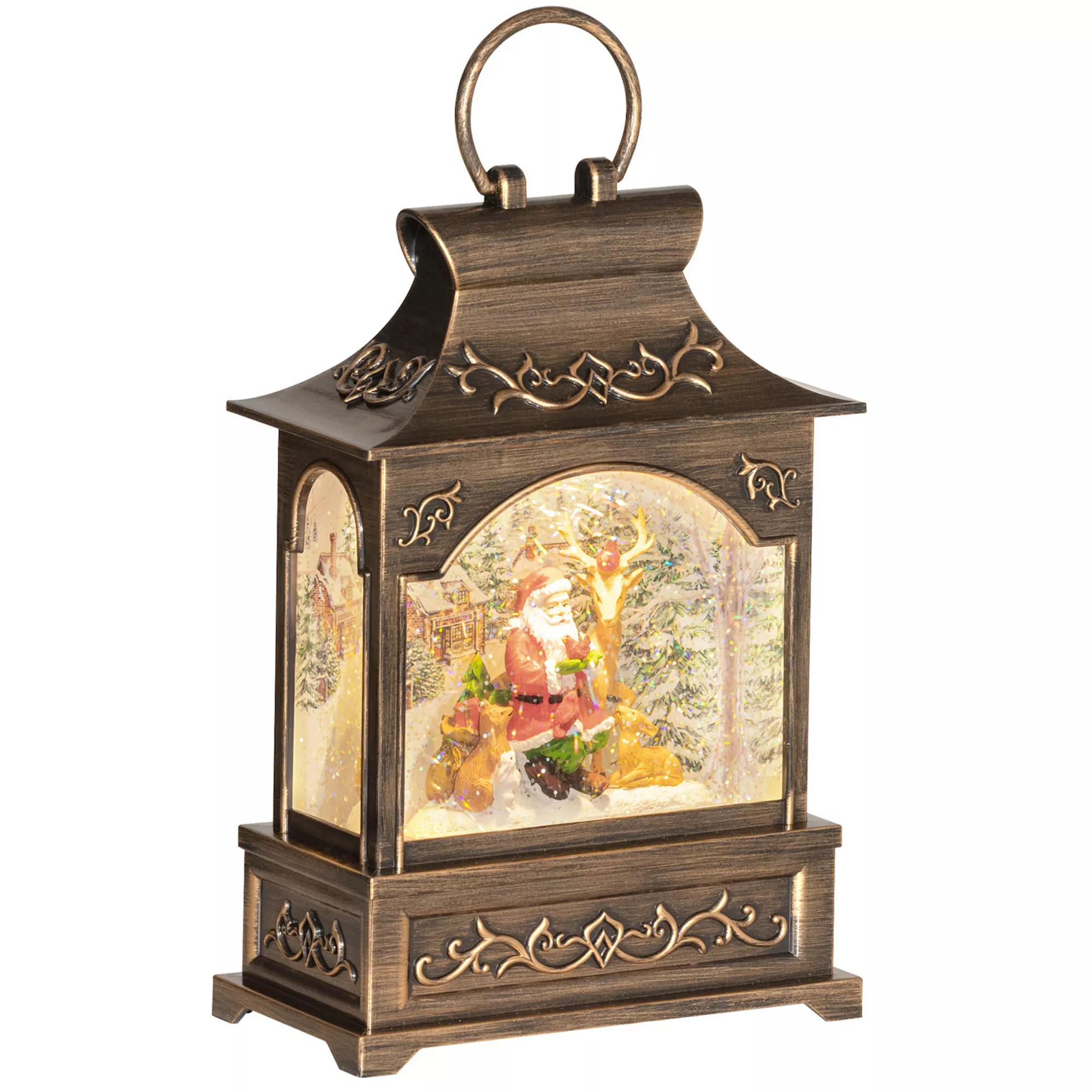 Homcom Christmas Lighted Snow Globe Lantern Glitter Snow Globe With Music | Kohl's