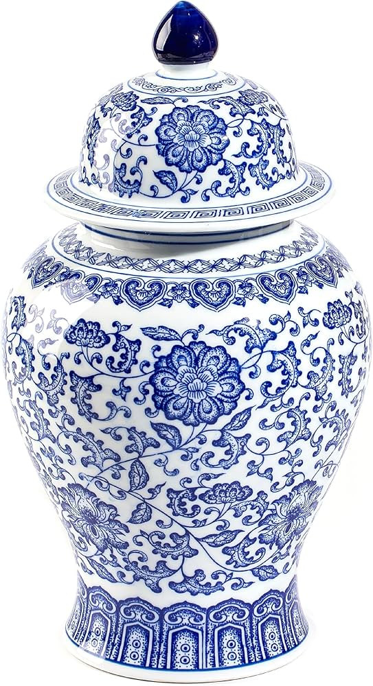 Blue and White Ginger Jars for Home Décor, Chinoiserie Porcelain, Ginger Jar Vase Decor, Good Id... | Amazon (US)