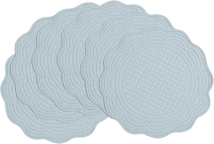 BALAPET Quilted Placemats Set of 6, 100% Cotton 14" Table Mats Farmhouse Style, Reversible Round ... | Amazon (US)