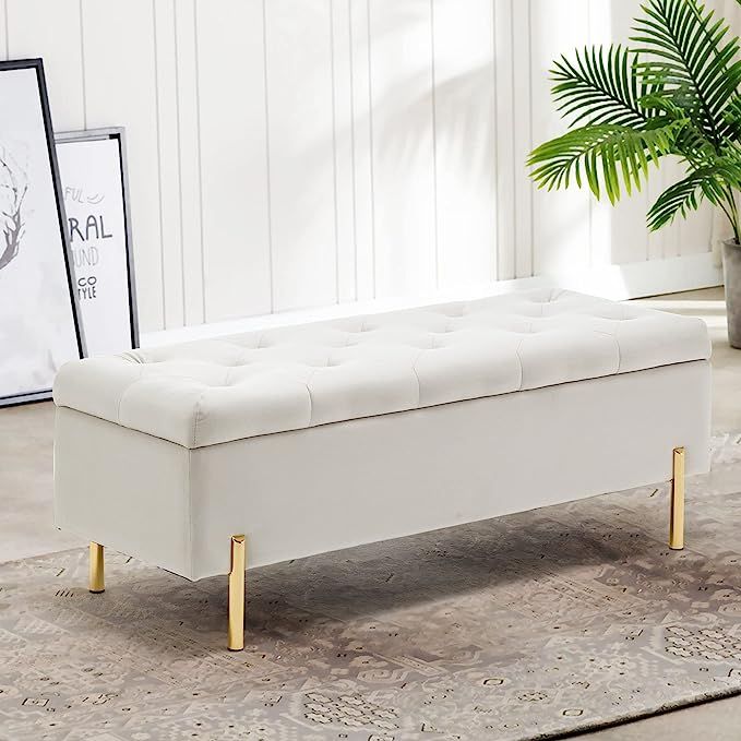 Apeaka Storage Bench Velvet Tufted Upholstered Settee Bench for Bedroom Living Room Entryway Otto... | Amazon (US)