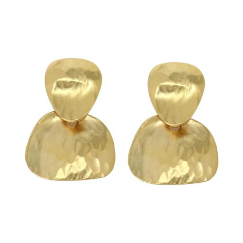 Kenneth Jay Lane Double Drop Satin & Hammered Gold Clip-On Earrings (Hammered Drop) | Amazon (US)