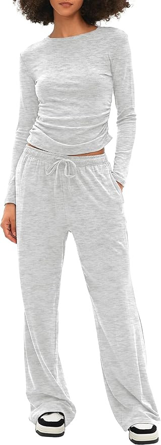 Darong Women's 2 Piece Sets Fall Outfits Long Sleeve Wide Leg Tracksuits Casual Lounge Set Matchi... | Amazon (US)