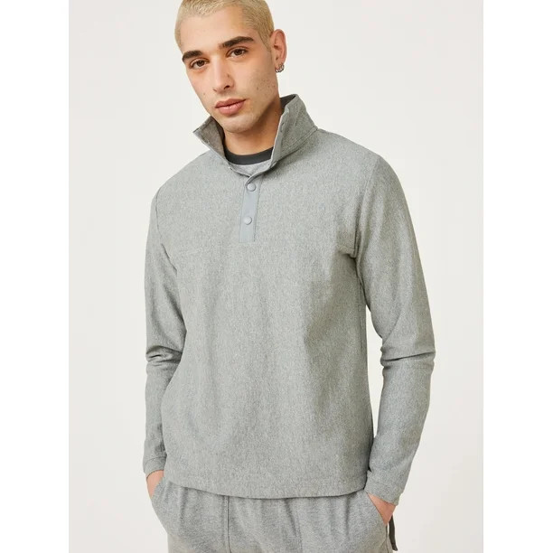Free Assembly Men's Mock Neck Popover | Walmart (US)