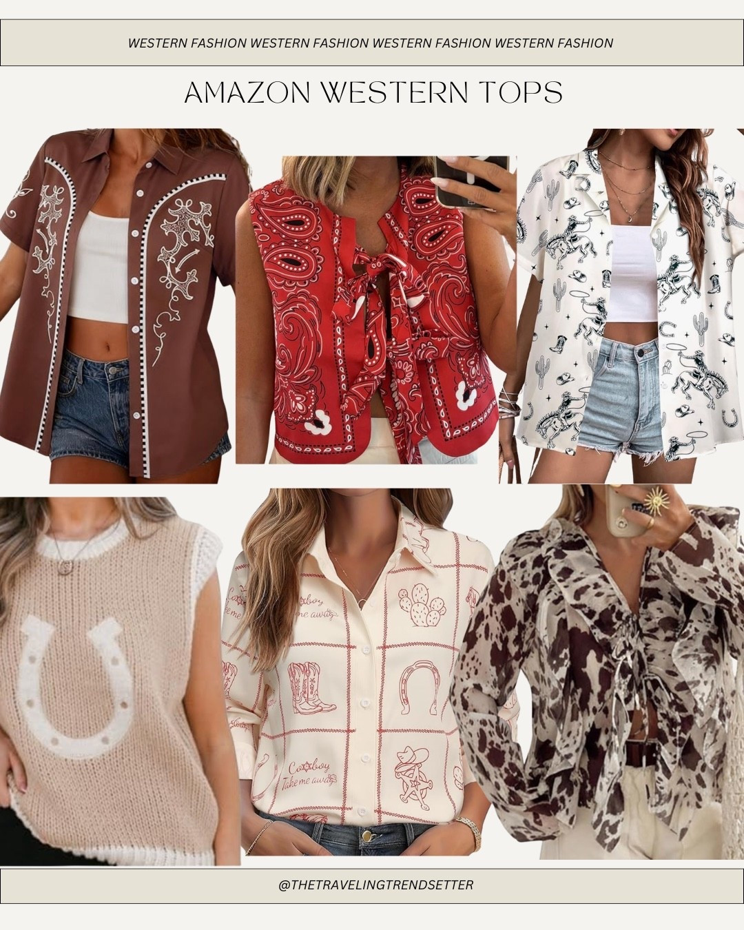 Amazon western tops 

#LTKWorkwear #LTKMidsize #LTKmomlife