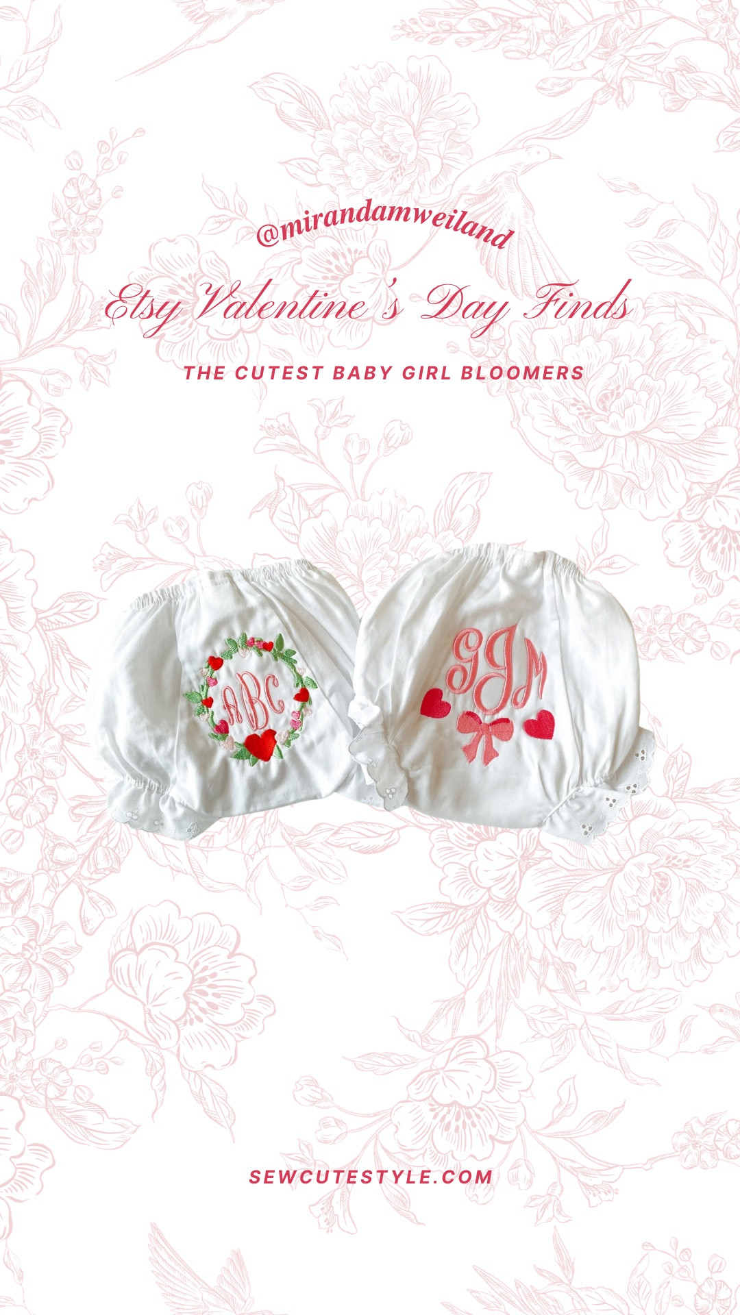 The sweetest embroidered bloomers for baby girl! Would be adorable in a Valentine’s Day basket. 

 baby Valentine’s Day gifts / Valentine’s Day baby gift ideas / gifts for baby Valentine’s / baby valentines outfit / Valentine’s baby clothes / baby heart gifts / personalized baby gifts / keepsake baby gifts / newborn Valentine gift / first Valentine’s Day baby / 3-6 month Valentine’s Day gift / 6-12 month Valentine’s Day gift / first valentines for baby girl / first valentines for baby boy  

#LTKSeasonal #LTKBaby