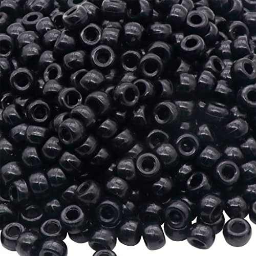 1000Pcs Pony Beads Bracelet 9mm Black Plastic Barrel Pony Beads for Necklace,Hair Beads for Braids f | Amazon (US)