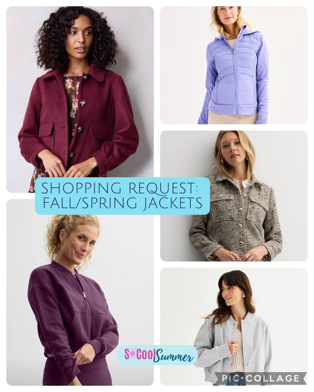 Fall/spring jackets:  fashion jackets

#hocsummer
 #coolsummer #lightsummer #truesummer #softsummer #pastelsummer #darksummer #brownsummer #sweetpeasummer #summerpalette #summerfinds

#LTKSeasonal #LTKGiftGuide #LTKSaleAlert