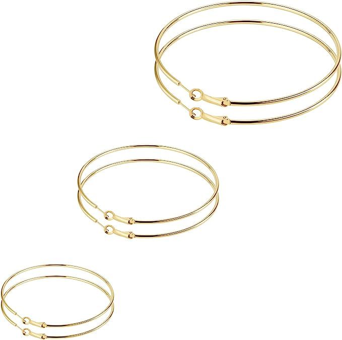 3 Pairs Big Hoop Earrings for Women, 14K Gold Plated Rose Gold Plated Silver Stainless Steel Larg... | Amazon (US)