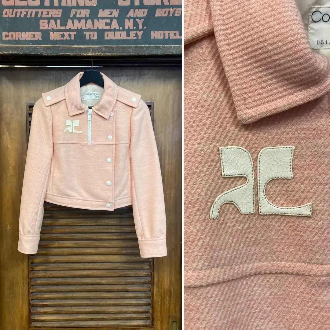 Vintage 1960’s Original Courreges Paris Mod Pink Cropped Wool Moto Jacket, Vintage Courreges, 6... | Etsy (US)