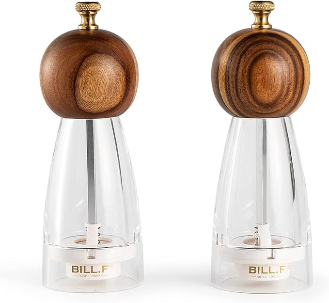 Wood Salt and Pepper Grinders Refillable Set of 2 - Refillable Acrylic Salt Shaker or Pepper Shak... | Amazon (US)