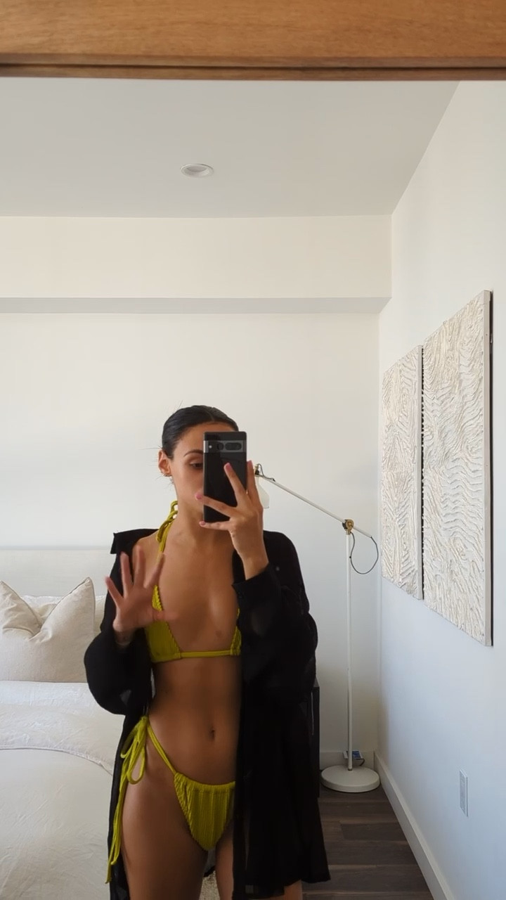 nasty gal green bikini + black sheer top & pants #nastygal #beachootd #beachday

#LTKunder100 #LTKstyletip #LTKSeasonal