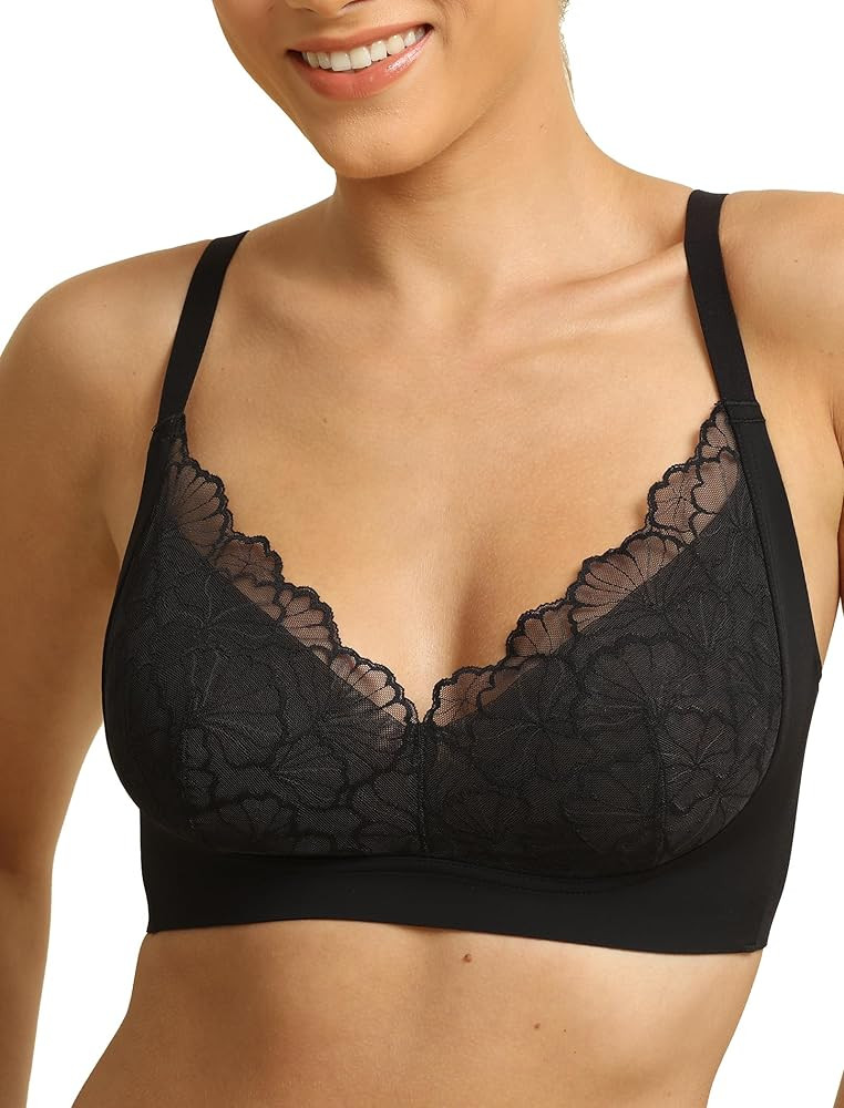 COMFELIE Wireless Lace Bras Seamless Everyday Bra Sexy Comfy Unlined Bralette | Amazon (US)