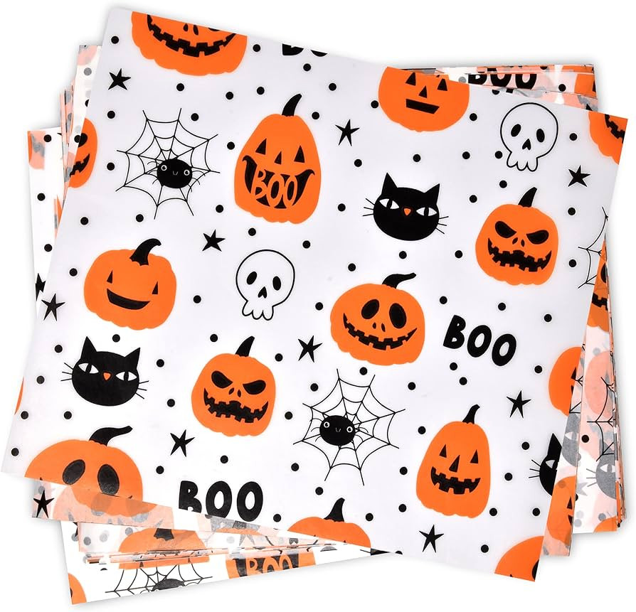 150 Sheets Halloween Pumpkin Wax Paper Parchment Paper Jack o Lantern Cookie Food Wrap Liners Col... | Amazon (US)