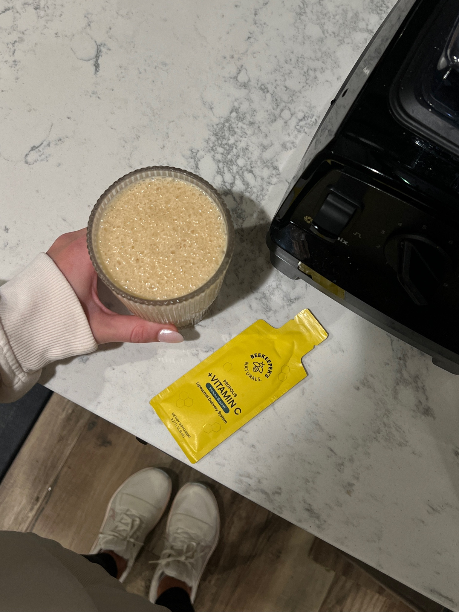 morning smoothie necessities 💛 got these beekeepers naturals products in PR & loading up on them for wedding month bc I do nottt want to get sick lol. & loving our glasses & vitamix from our registry SO much! 

#LTKfindsunder100 #LTKGiftGuide #LTKhome