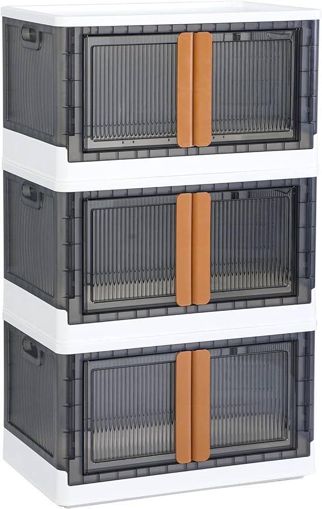 Storage Bins with Lids - Collapsible Storage Bins, Clear Black Wardrobe Closet Organizer, 19 Gal ... | Amazon (US)