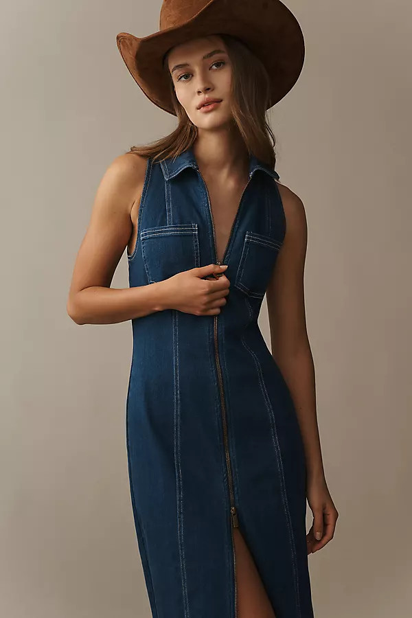 Pilcro Fitted Denim Midi Dress | Anthropologie (US)