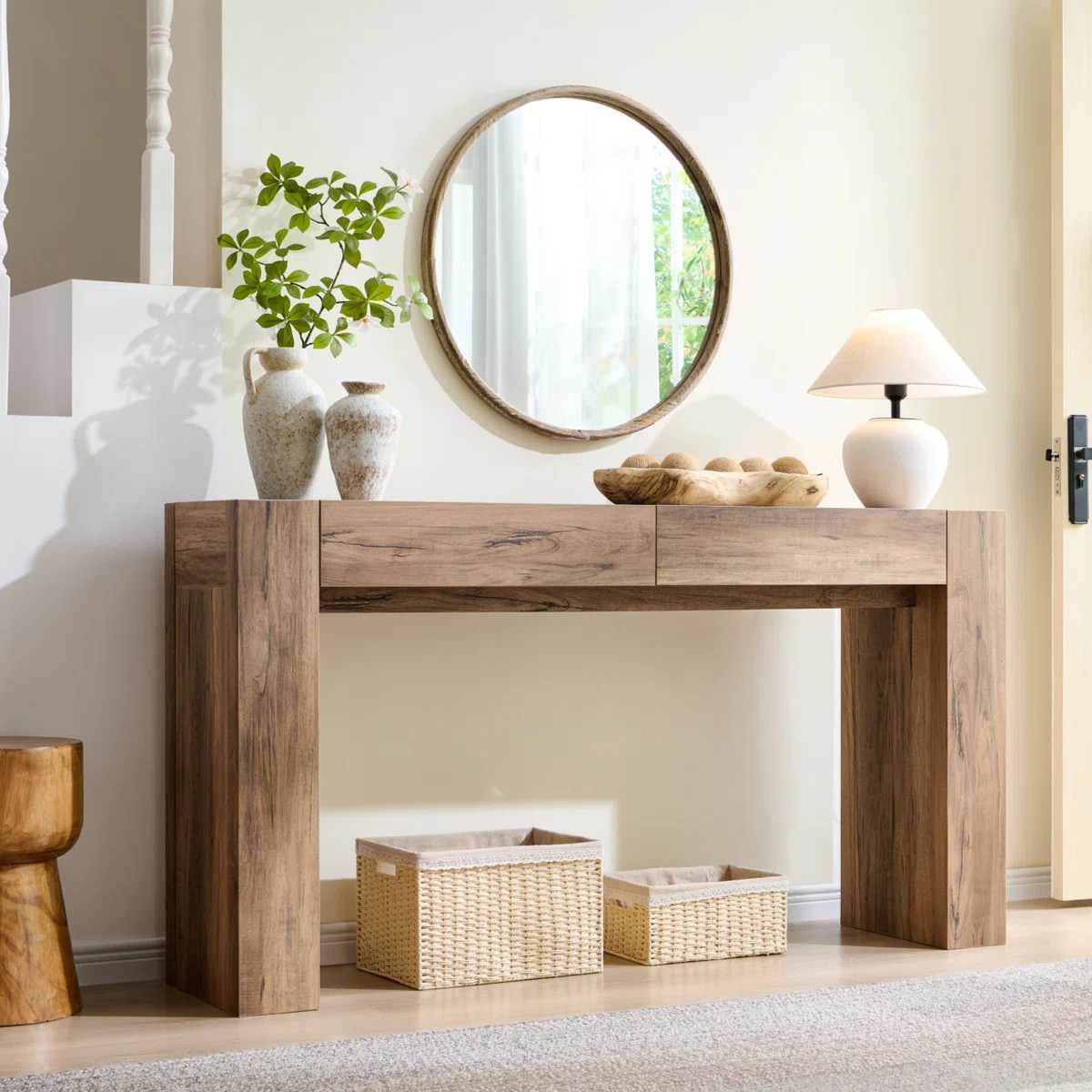 63-Inch Farmhouse Console Table - Rectangular Sofa Table Behind Couch, Entryway Table For Foyer, ... | Wayfair North America