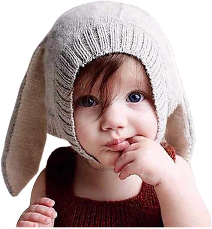 Crochet Earflap Pilot Hats Rabbit Ears Beanie Cap Winter Warm Knit Caps for Toddlers Baby Girls a... | Amazon (US)