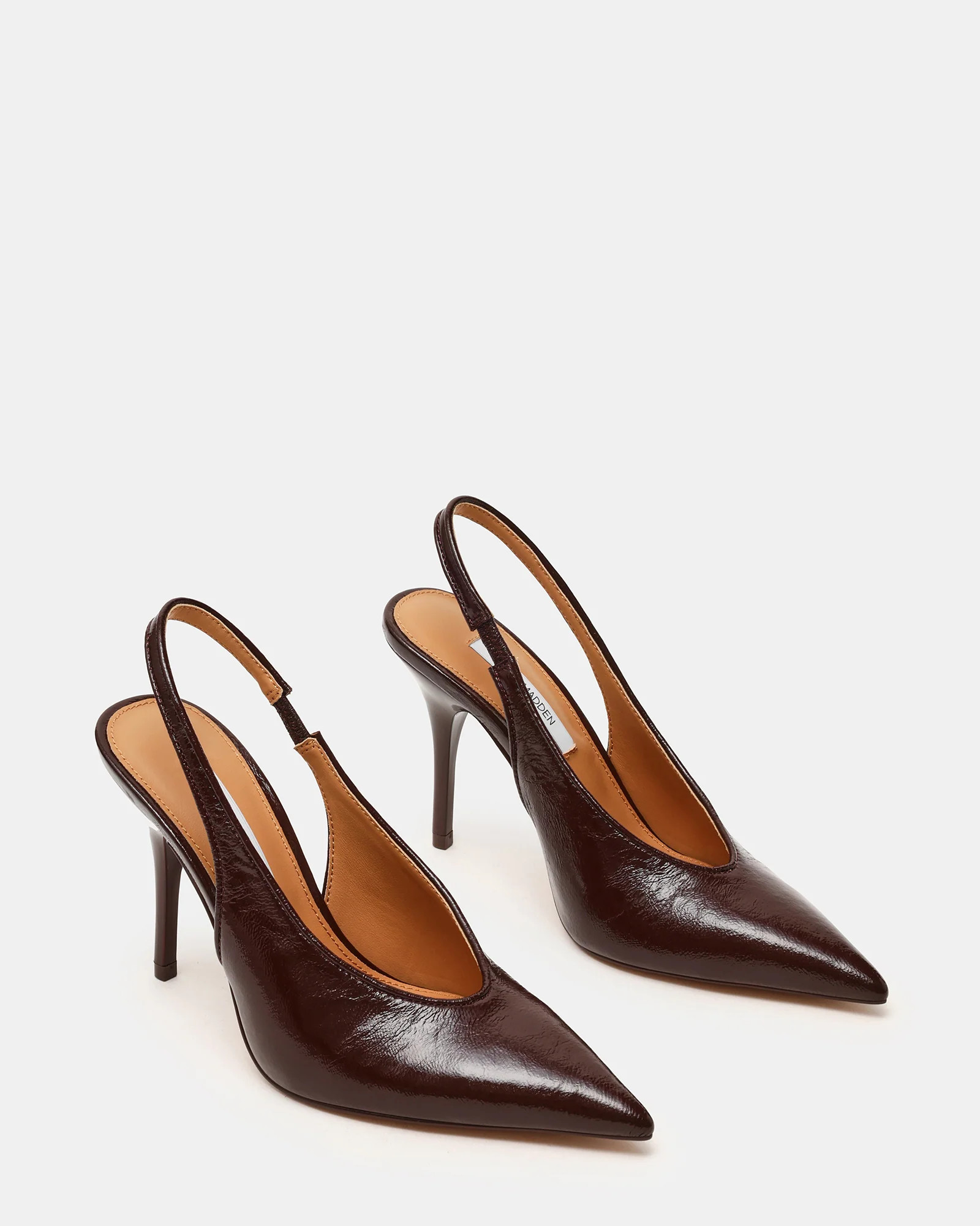 ANDROMEDA Brown Leather Slingback Pointed-Toe Stiletto Pump Women's Heel | Steve Madden (US)