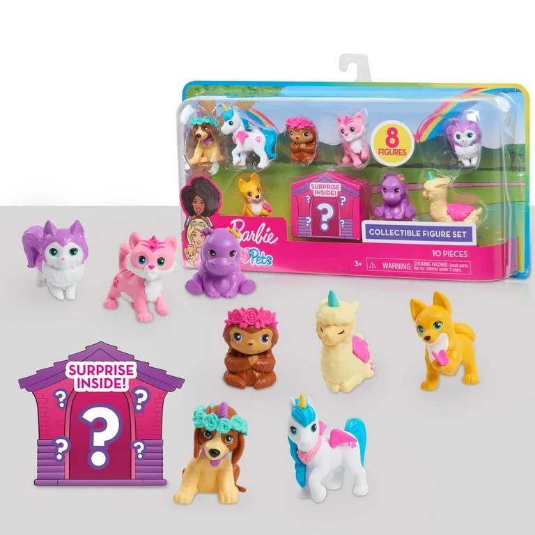 Just Play Barbie Pets Figure Pack, 9 Animal Figures for Kids Includes Llama, Sloth, and Unicorn, ... | Walmart (US)