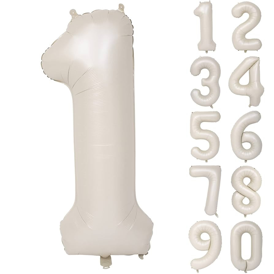 40 In Cream white Number Balloons Helium Foil Mylar Balloon Birthday Party banquet Decoration Dig... | Amazon (US)