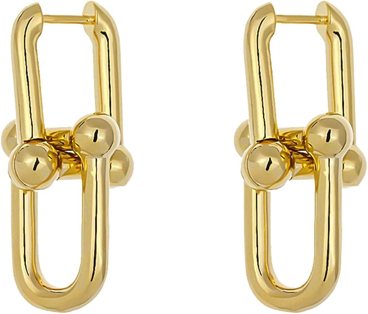 Women Hoop Earrings Statement Copper Earrings Minimalist Metal Stud Earrings | Amazon (US)