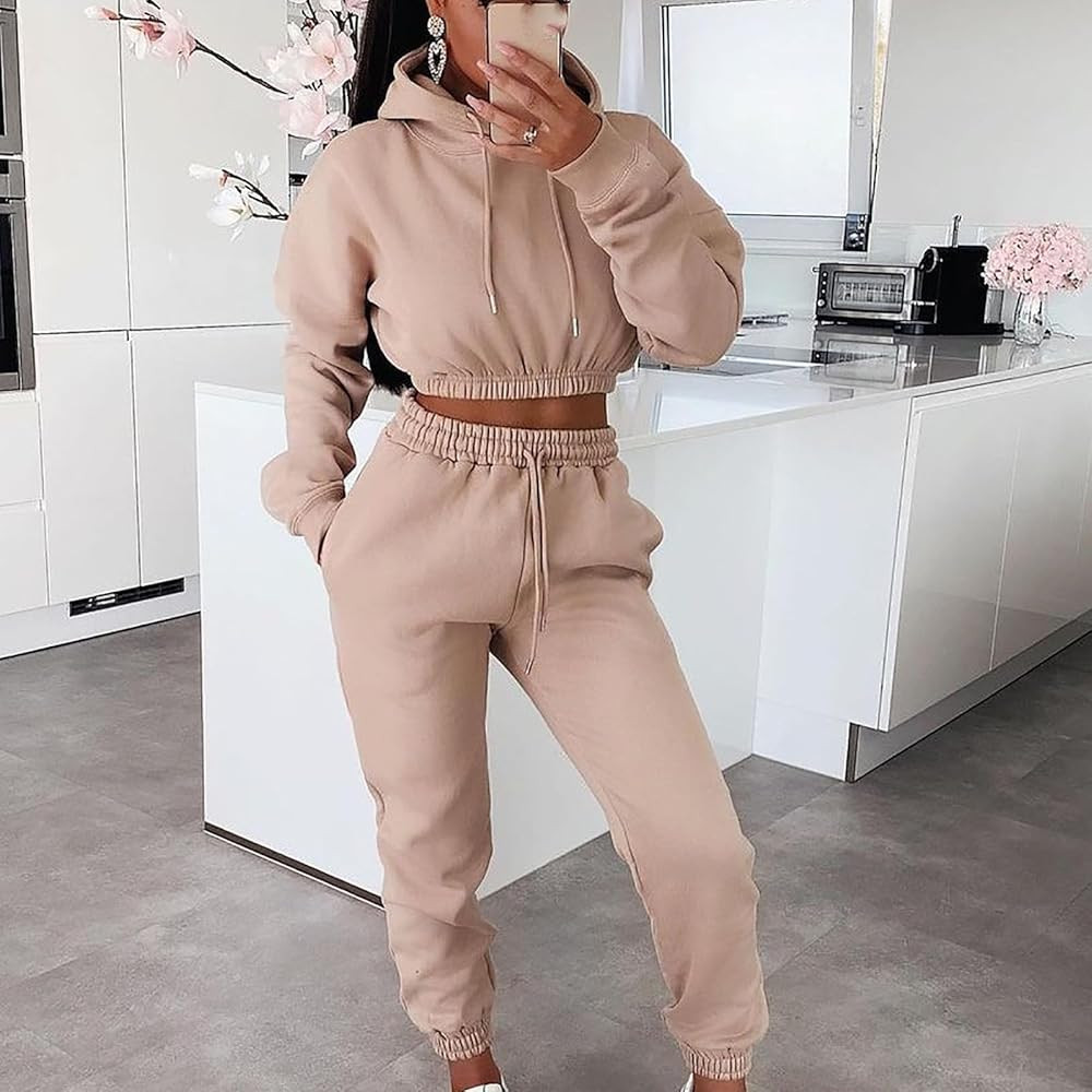 Track Suits for Women Set 2 Piece Outfits Sweatsuit Cropped Hoodies Casual Jogging Sweatpant Work... | Amazon (CA)