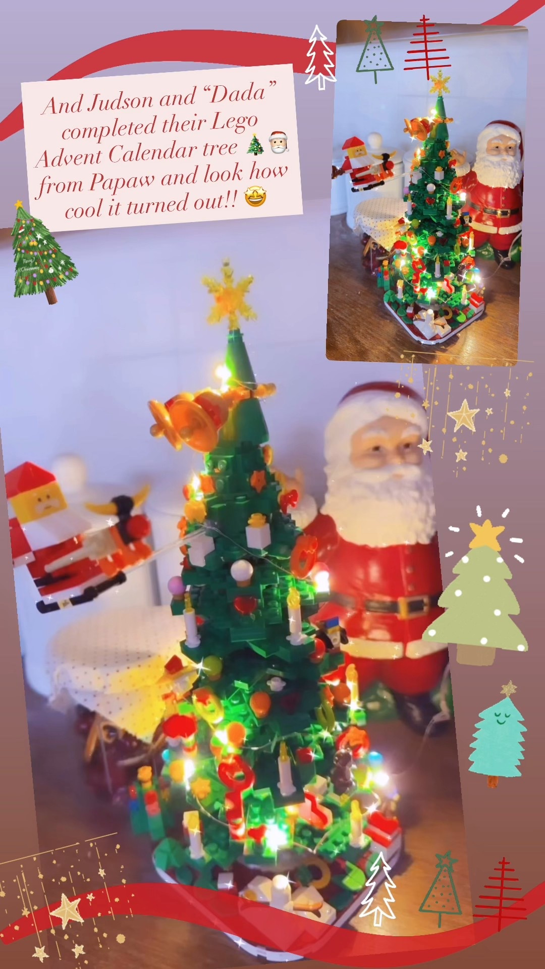 And Judson and “Dada” completed their Lego Advent Calendar tree 🎄🎅🏻from Papaw and look how cool it turned out!! 🤩