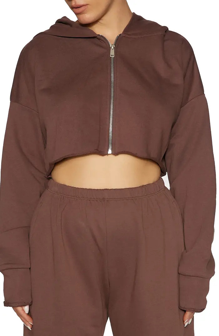 Naked Wardrobe French Terry Crop Full Zip Hoodie | Nordstrom | Nordstrom