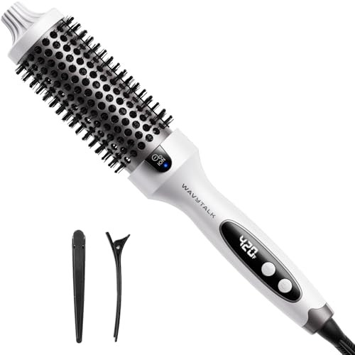 Wavytalk Thermal Brush, 1.5 inch Heated Round Brush for Blowout Look, Negative Ion Technology, Ceramic Tourmaline, 5 Temperature Settings, Dual Voltage, White | Amazon (US)