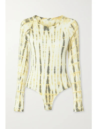 AGOLDE - Leila Ribbed Tie-dyed Stretch-jersey Bodysuit - Yellow | NET-A-PORTER (US)